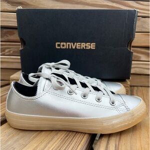 Converse Silver Metallic All-Star Sneakers SZ 2! NEW!